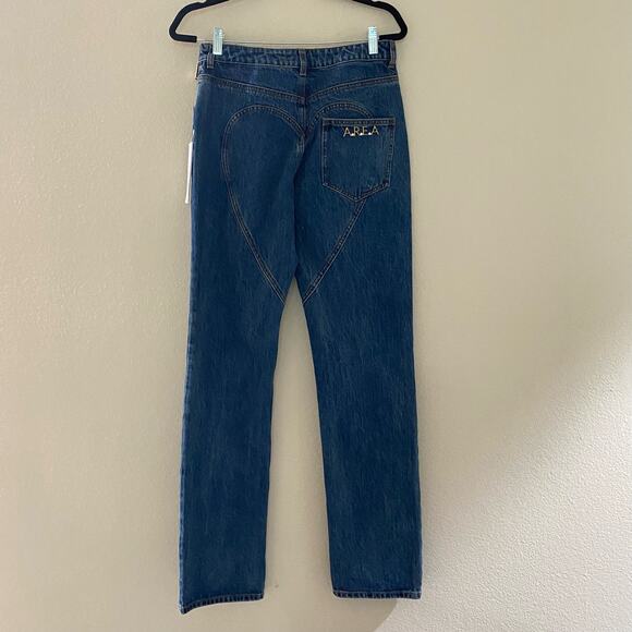 NEW Area Jumbo Crystal Dark Wash Blue Jeans Crystal belt sz 28 - Picture 2 of 10